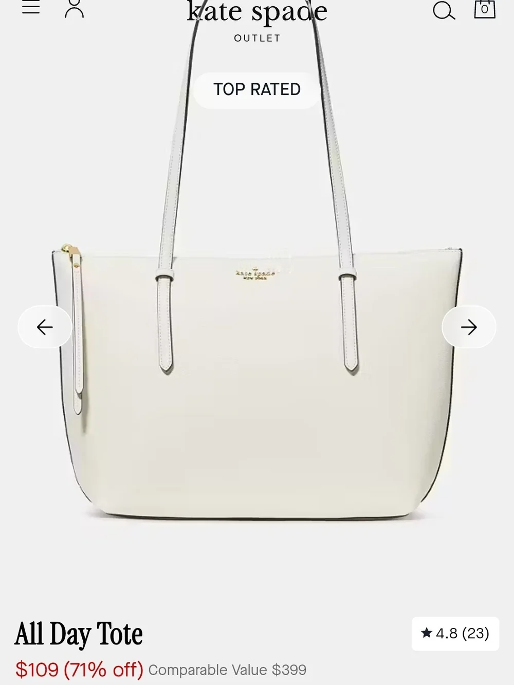kate spade All Day Tote in White